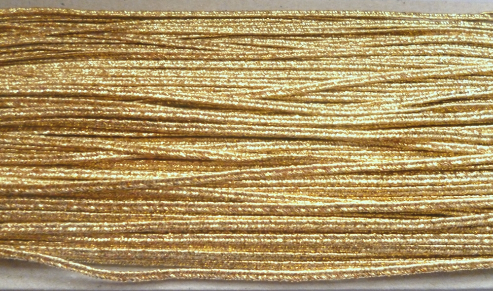 Sujtás 3 mm arany (sötét arany) lurex, 100 Ft/méter (33 méteres) 